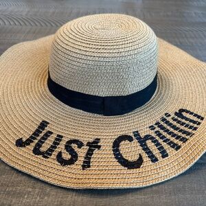 Pop Fizz Designs Wide-Brimmed Floppy Straw Sun Hat - Just Chillin’